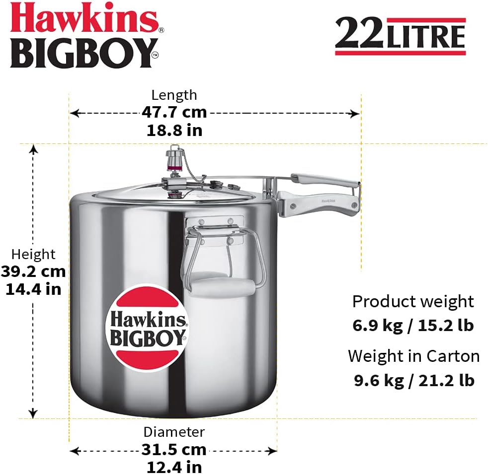 Hawkins Bigboy Aluminum Pressure Cooker, 14 Litres