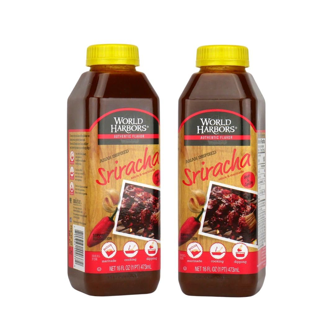 World Harbors Jamaican Jerk Sauce Sweet & Spicy Marinade for Jamaican Jerky Seasoning Chicken, Sirloin, Shrimp Jerk Seasoning Jamaican Style - Flavors for Dipping, Glazing 16 oz (Pack of 2)