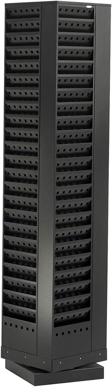 Safco Rotating Wire Magazine Holder, Metal Display Rack with 16 Pockets, 4 Tier Rolling Organizer, Powder Coat Finish, 5 Casters, Charcoal