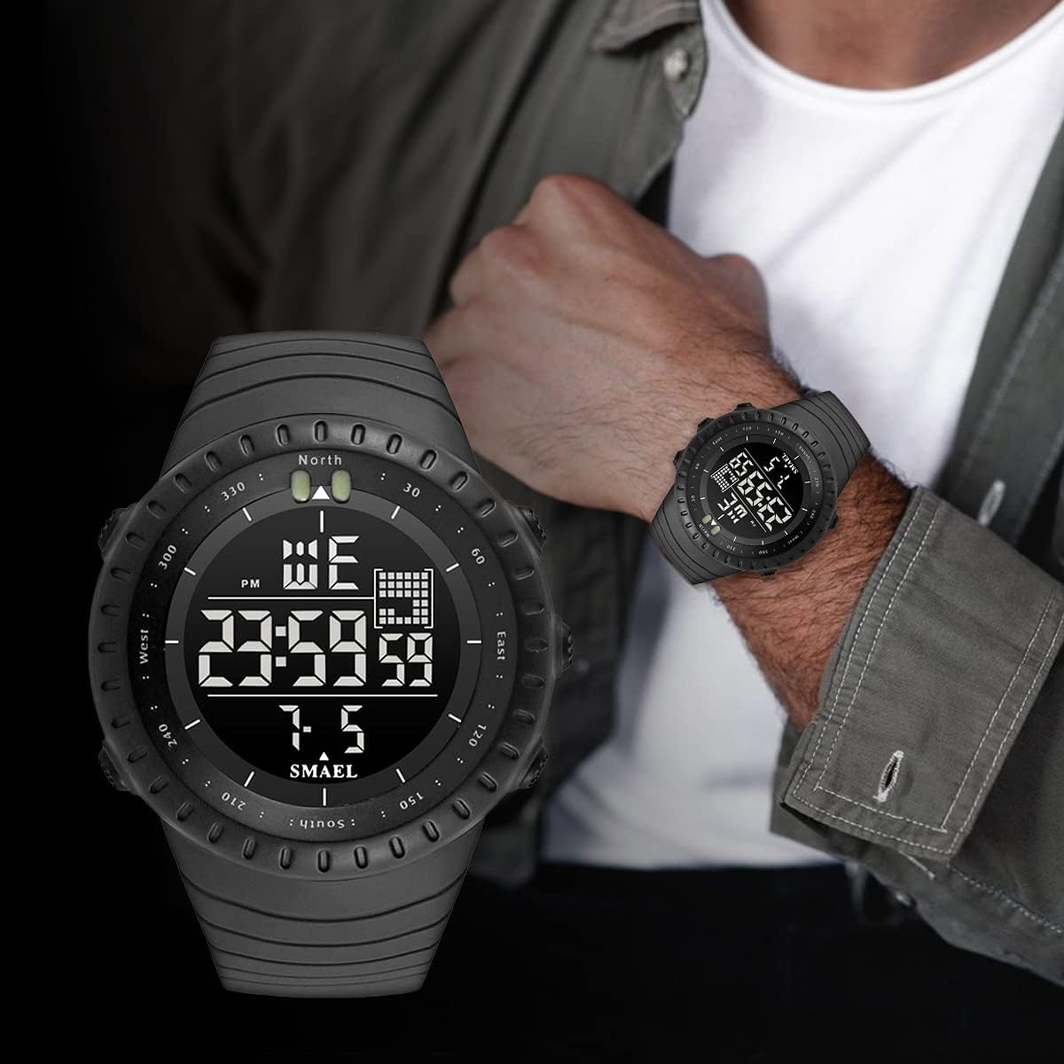 L LAVAREDO Mens Digital Watch Sports Military Watches Waterproof Outdoor Chronograph Wrist Watches for Men with LED Back Ligh/Alarm/Date