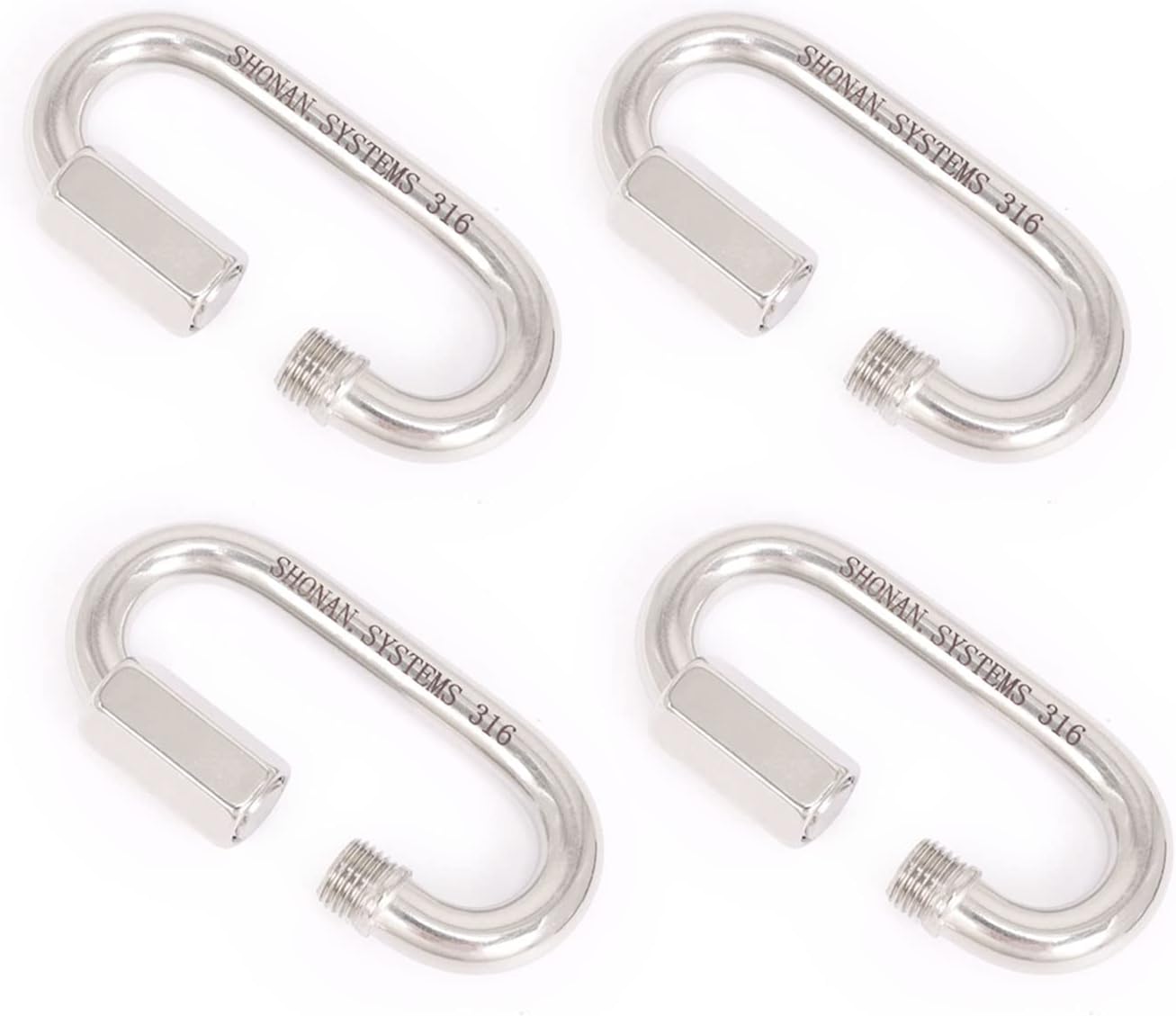 SHONAN Heavy Duty Marine Chain Quick Links, Stainless Steel Chain Connectors, Corrosion Resistant Locking Carabiners