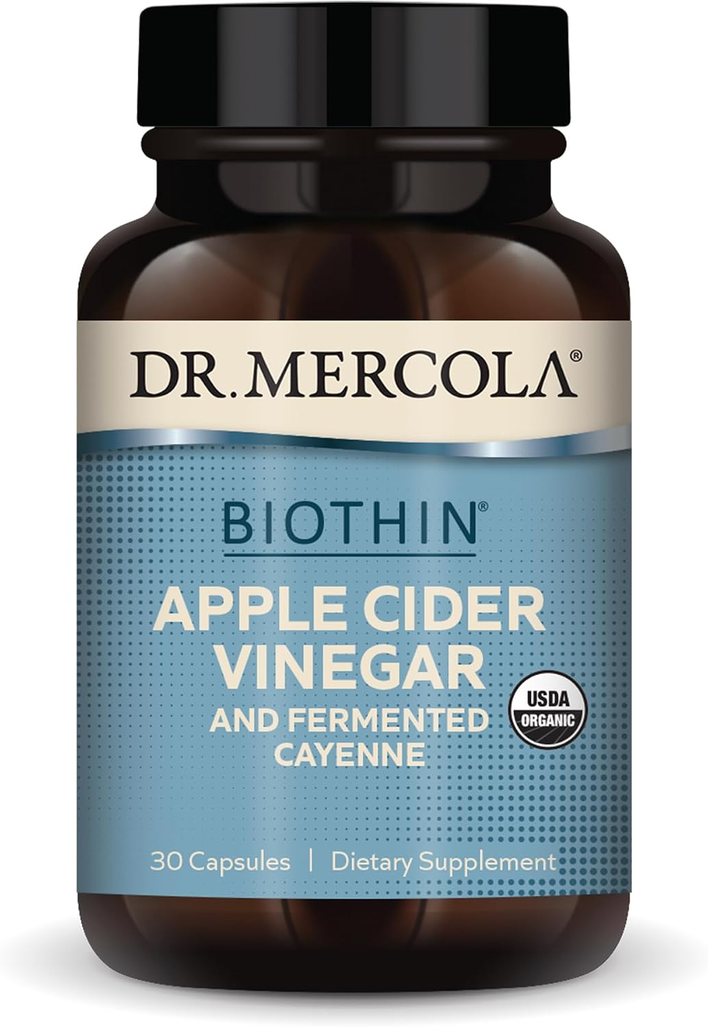 Dr. Mercola Biothin Organic Apple Cider Vinegar & Fermented Cayenne - Metabolic Support - Thermogenic Benefits - Vegan - Non-GMO - 30 Capsules