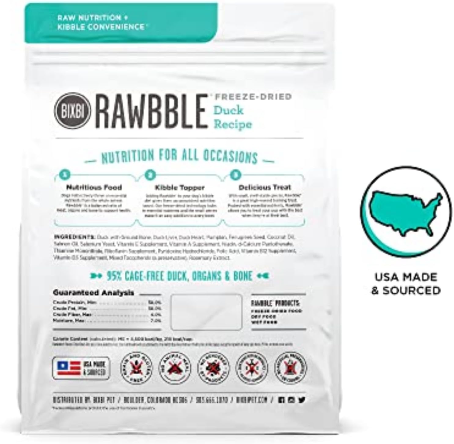 BIXBI Liberty Freeze-Dried Dog Food Topper & Treats, Beef – 98% Meat & Organs, No Refrigeration – USA Made, 26 oz