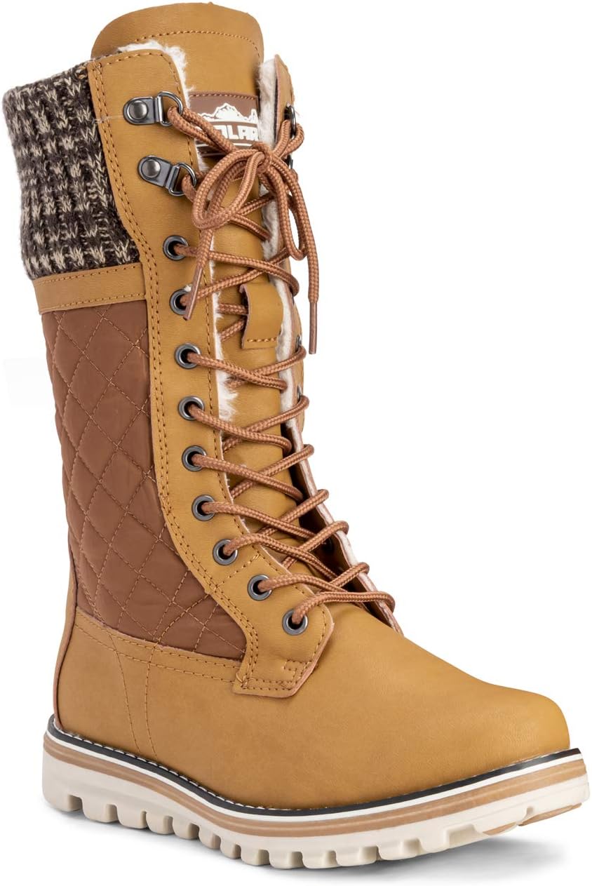 POLAR Womens Faux Fur Warm Thermal Waterproof Outdoor Walking Snow Winter Rubber Sole Calf Boots