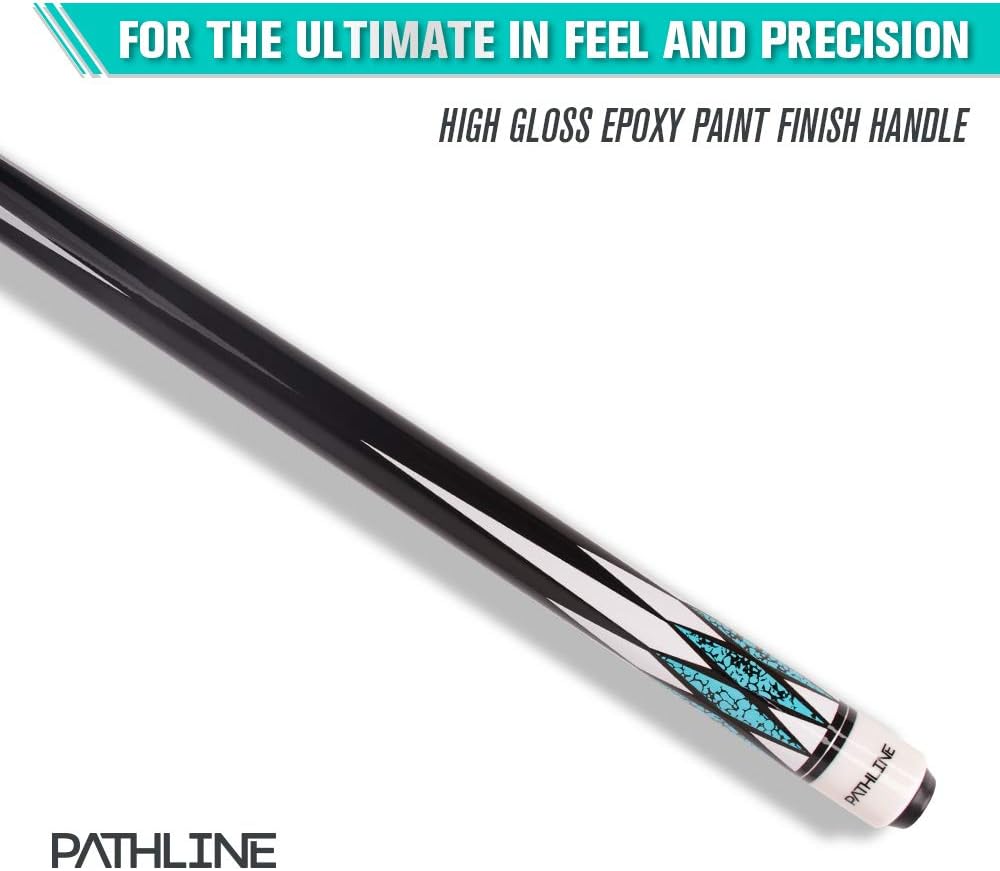 Pool Cue Stick - 58 inch Maple Billiard Pool Stick (Multicolour) | Imitation Turquoise Design, 18-21oz Weight Options, 13mm Leather Tip, For Beginner & Intermediate Player