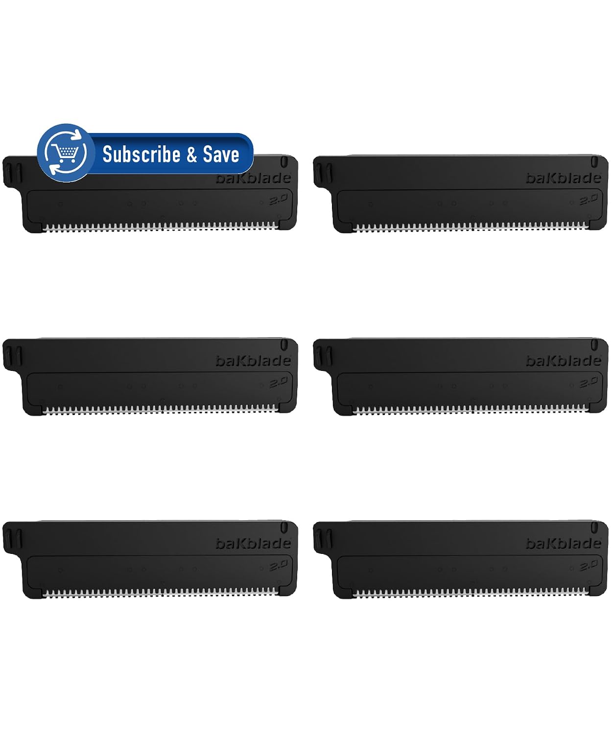 Bakblade 2.0 Refill Cartridges Bundle, Back Hair & Body Shaver Replacement Cartridges, Extra-Wide Wet Dry & Disposable Razor Blades (6 Blades) | Dryglide Safety Technology, Titanium Plated, Shave Wet Or Dry, Easy to Replace, Lasts 5 - 7 Shaves