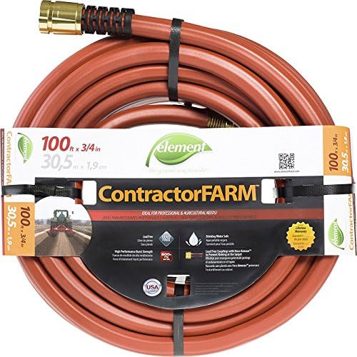 Element ContractorFARM Heavy Duty Watering Hose, 100' Length, 3/4" Diameter, 400+ PSI, Red