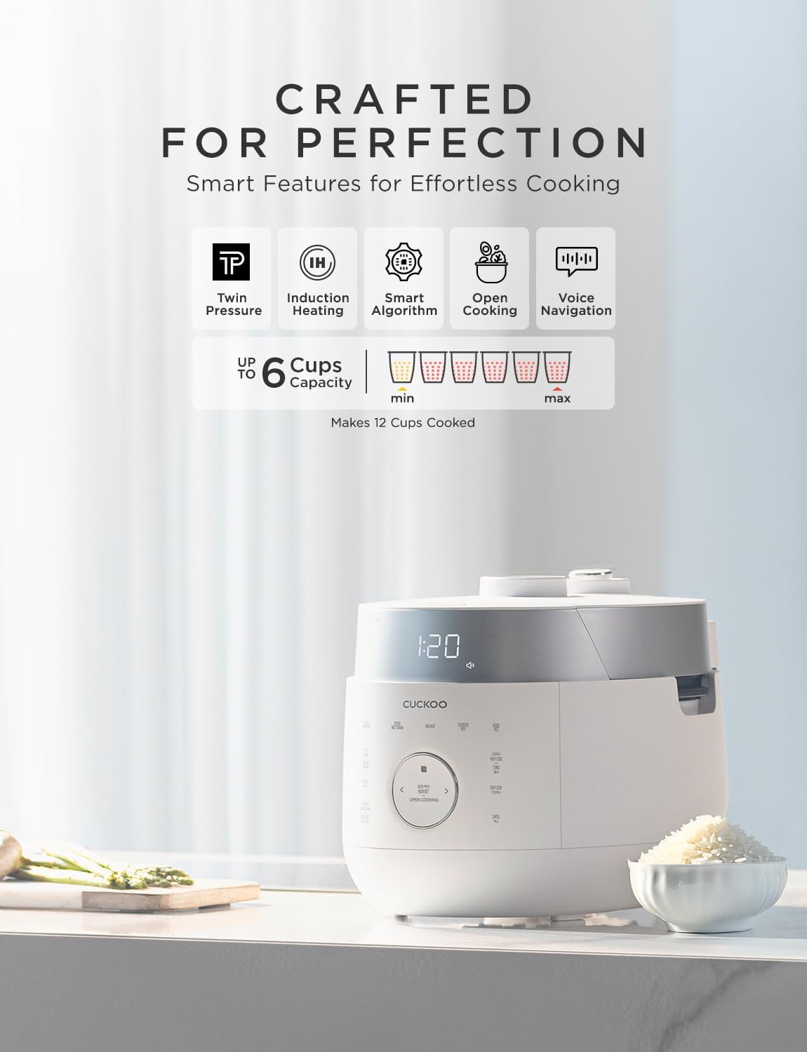 CUCKOO Twin Pressure Induction Rice Cooker, 20-Cup Cooked, CRP-LHTR1009FW