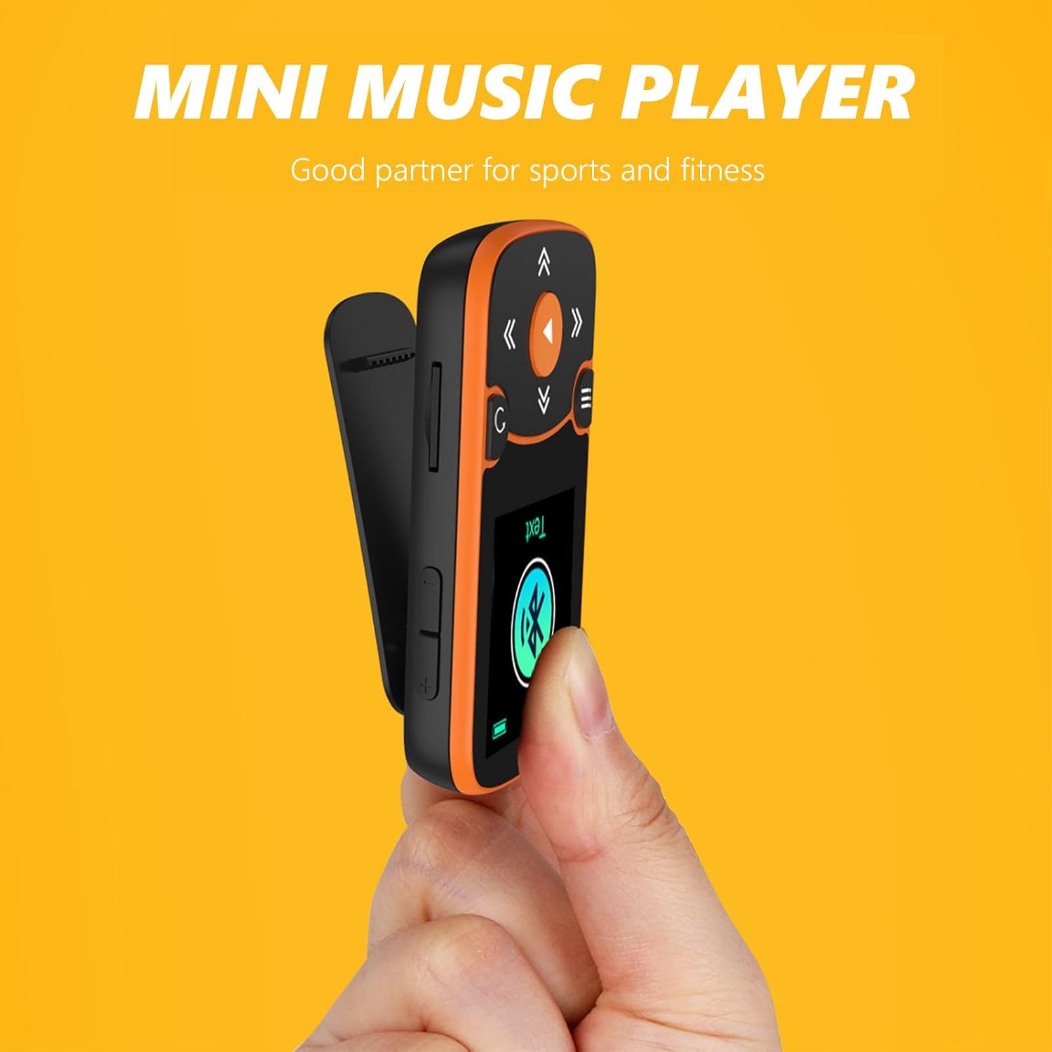 AGPTEK 64GB MP3 Player with Clip, A65 Bluetooth 5.3 Music Player for Sports | with FM Radio, Voice Recorder for Running, Supports up to 128GB TF Card, Orange