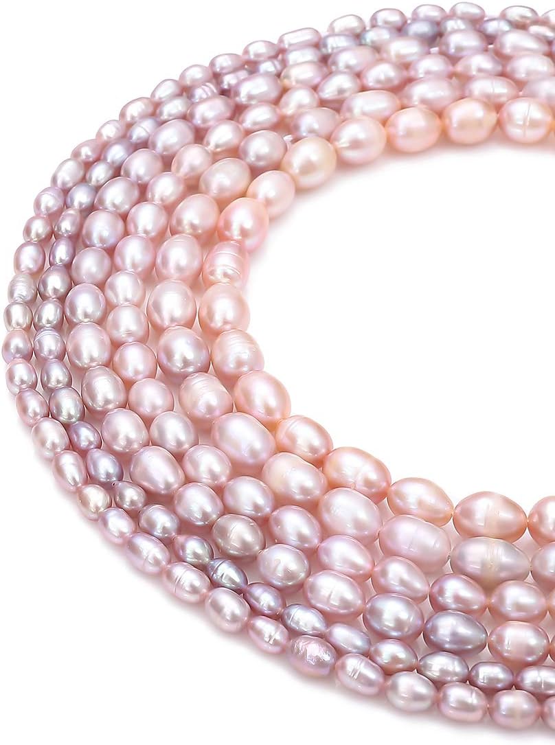 BEADIA Natural Pearl Beads Side Hole 7-8mm Purple Freshwater Cultured Loose Gemstone Beads for DIY Jewelry Making 13.8''/Strand