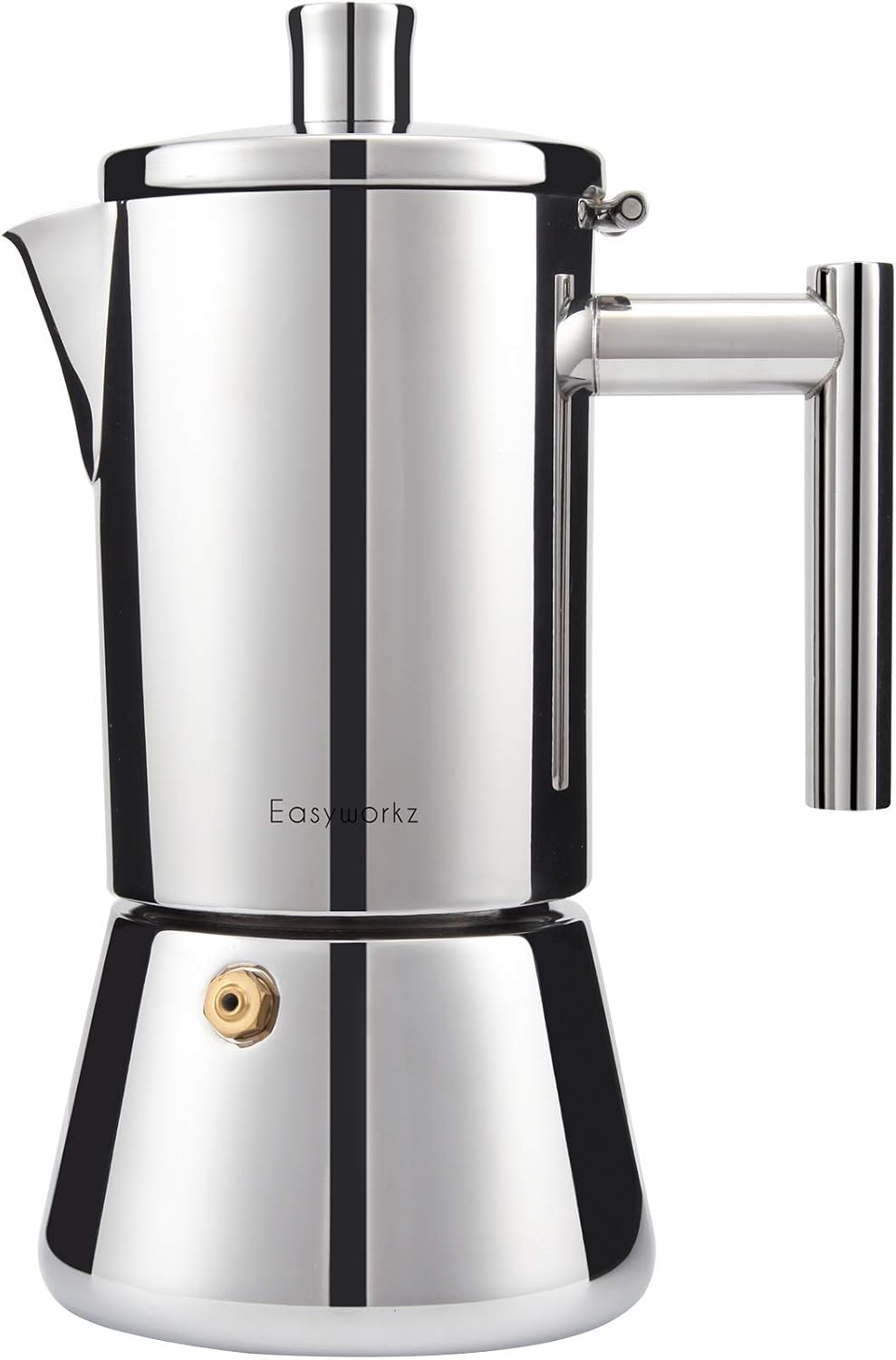 Easyworkz Diego Stovetop Espresso Maker Stainless Steel Italian Coffee Machine Maker 6Cup 10 oz Moka Pot Induction Espresso Pot