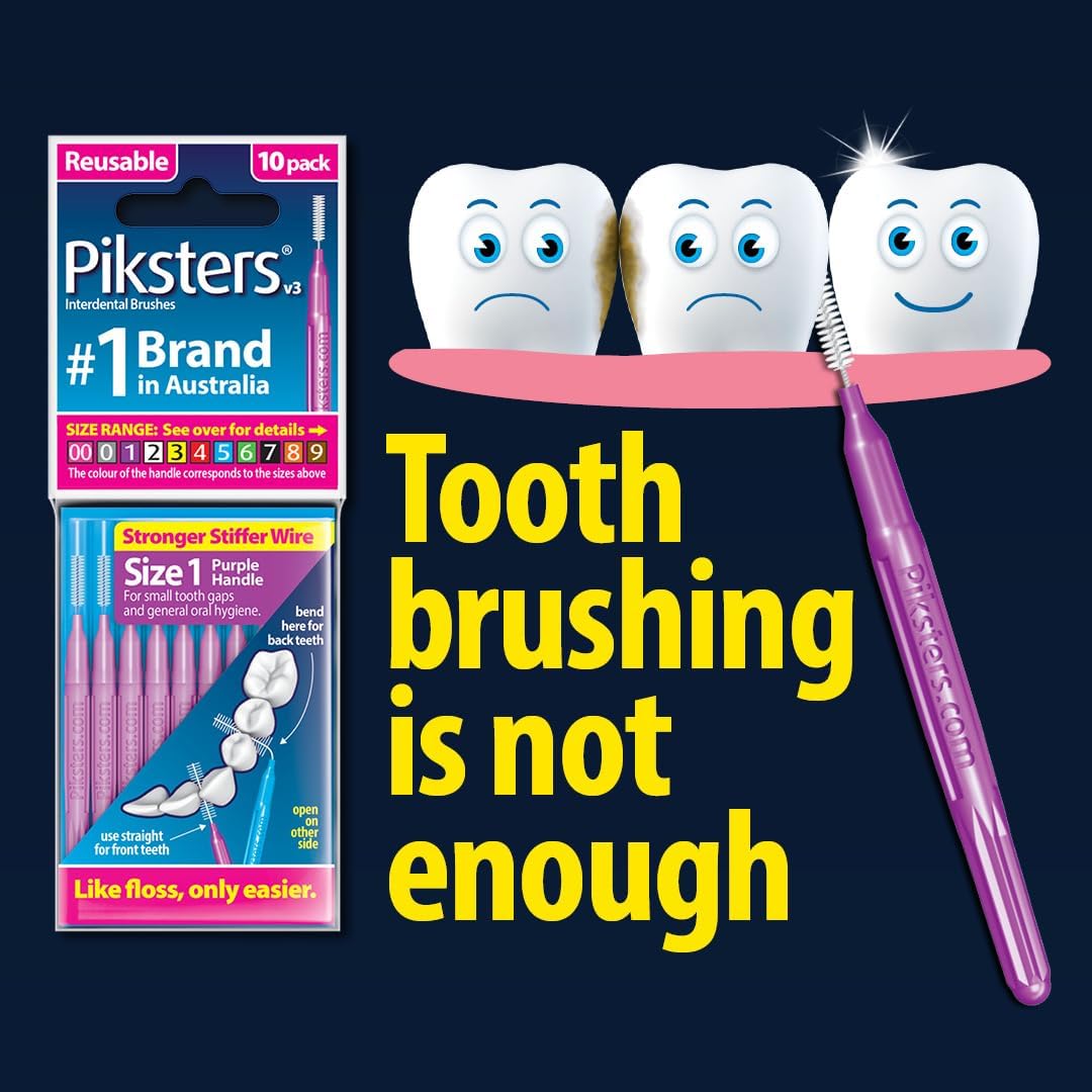 Piksters Interdental Brush Tight Gaps 35 Pack Purple Size 1
