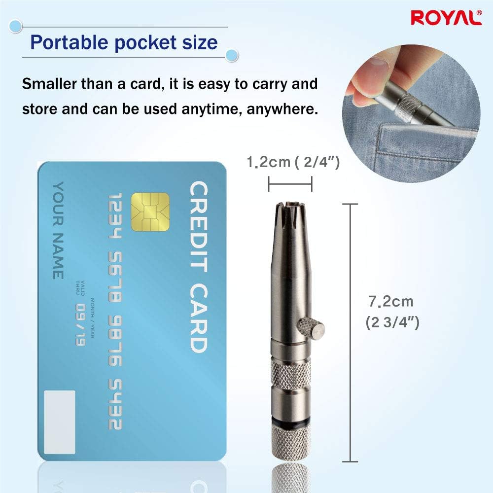 ROYAL [Made in Korea] Premium Manual Nose Hair Trimmer for Men Silver Bullet, Battery-Free, Stainless Steel Rotary Blade Grooming Tool, Waterproof