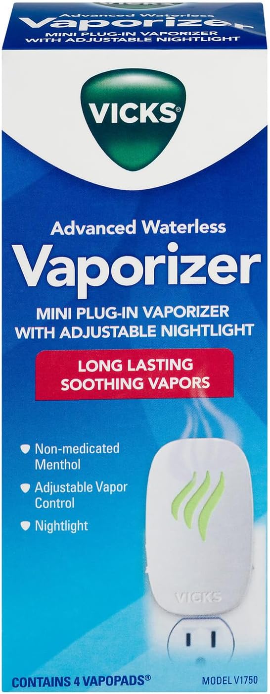 Vicks Advanced Soothing Vapors Waterless Vaporizer (Pack of 1) | Vaporizer with Night Light and VapoPads to Help Relieve Discomfort from Colds and Flu
