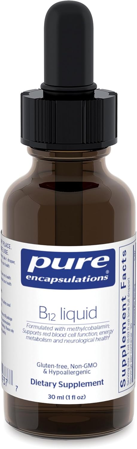 Pure Encapsulations B12 Liquid | 1, 000 mcg Vitamin B12 (Methylcobalamin) Supplement to Support Nerves, Immune Health, Energy