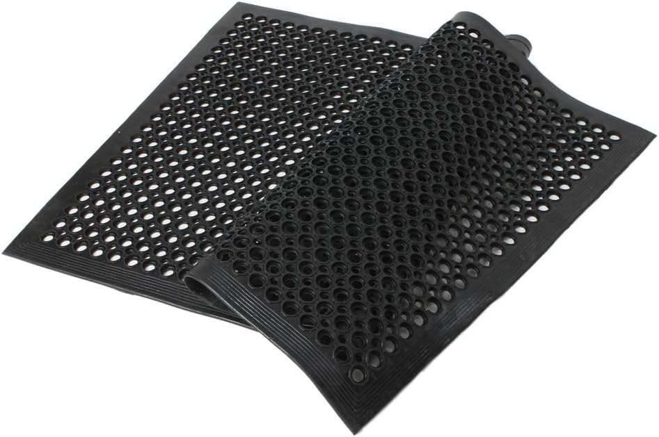 36" x 60" Heavy-Duty Black Commercial Anti-Fatigue Floor Mat Outdoor Indoor Kitchen X Comfort Rug Rubber cart Drainage Excellent Safe Bathroom Home