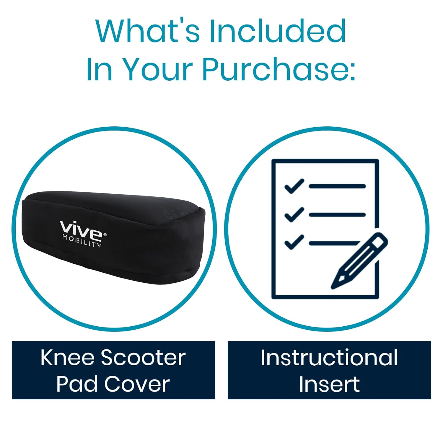 Vive Mobility Knee Scooter Pad Cover - Accessories Cushion Cover | Comfort (Dense Foam) - for Broken Leg Crutch Cart Roller, Injuries, Surgery, Foot
