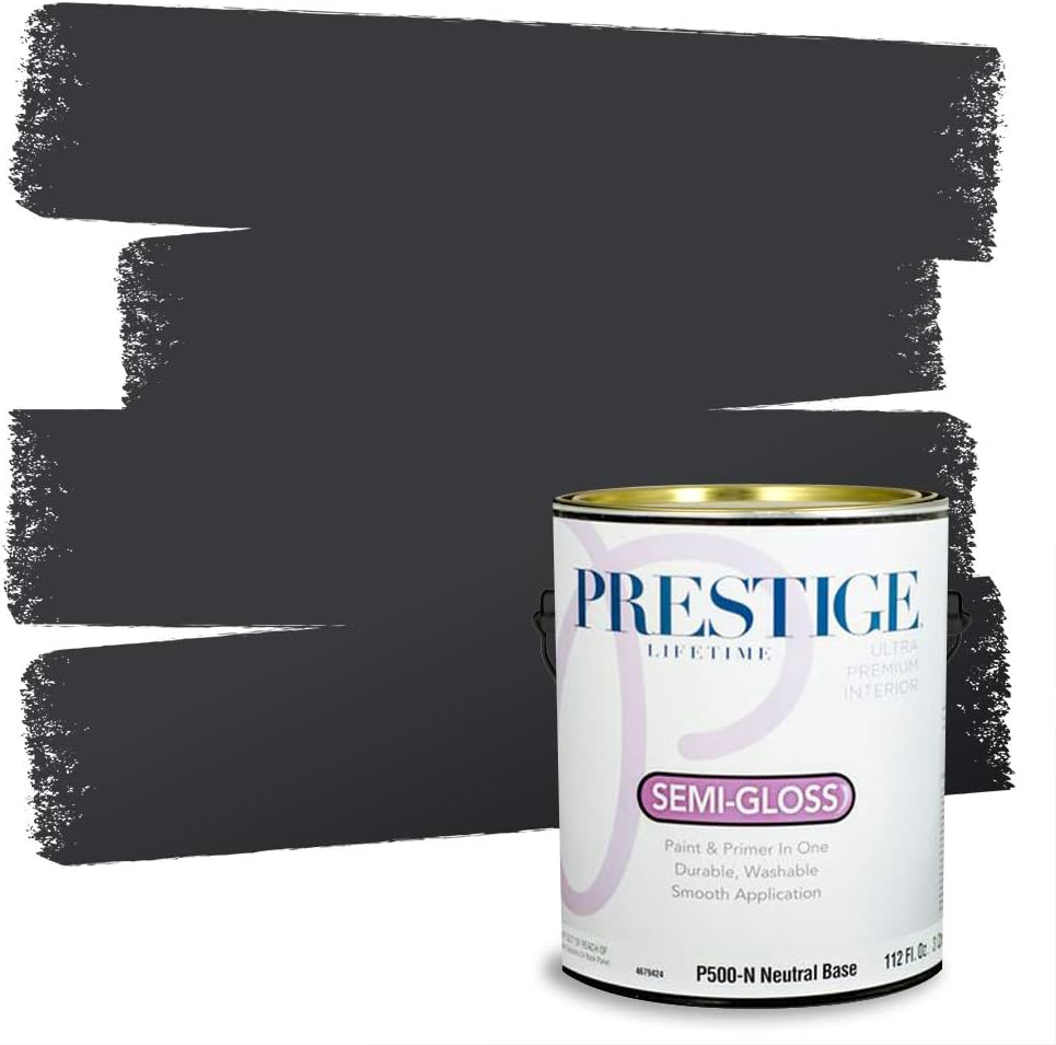 PRESTIGE Paints Exterior Paint and Primer In One, 1-Gallon, Satin, Comparable Match of Sherwin Williams* Black Magic*