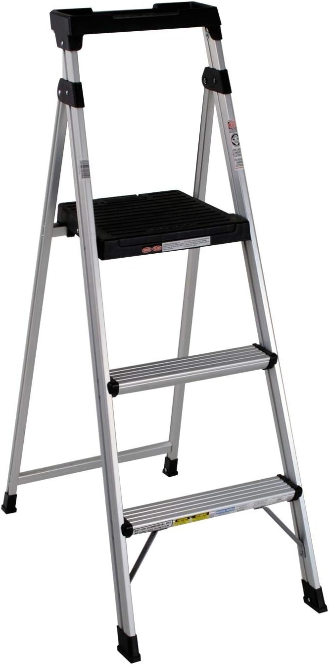 COSCO 2 Step Lite Solutions Folding Step Stool, Aluminum/Black