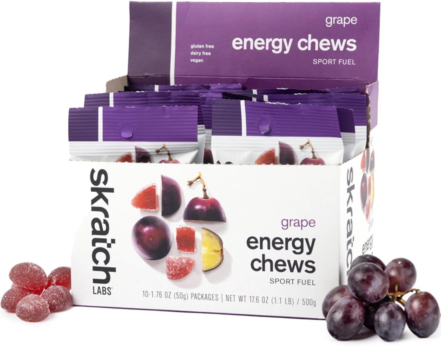 Skratch Labs Energy Chews, Caffeinated Sour Cherry, 10 Pack