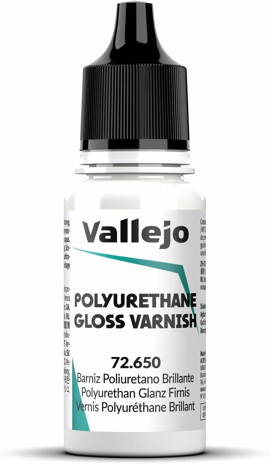 Vallejo - Polyurethane Varnish | Satin Finish 200 ml. (6.76 fl.oz.) | Extraordinary Hardness & Permanence | Create a Perfect Clear Coat | Scratch Resistant for Outdoor and Indoor Surfaces