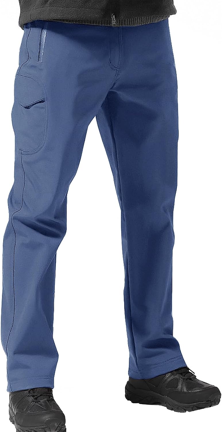 FREE SOLDIER Men's Outdoor Softshell Fleece Lined Cargo Pants | Snow Ski Hiking Pants with Belt, Waterproof Winter Pants, Insulated Work Pants, Breathable Windproof Insulated Pants