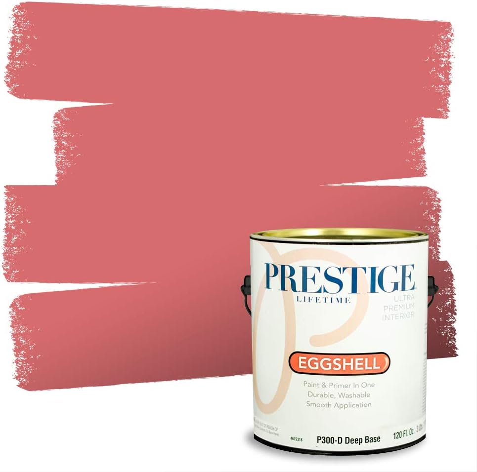 PRESTIGE Paints Exterior Paint and Primer In One, 1-Gallon, Satin, Comparable Match of Sherwin Williams* Grenadine*