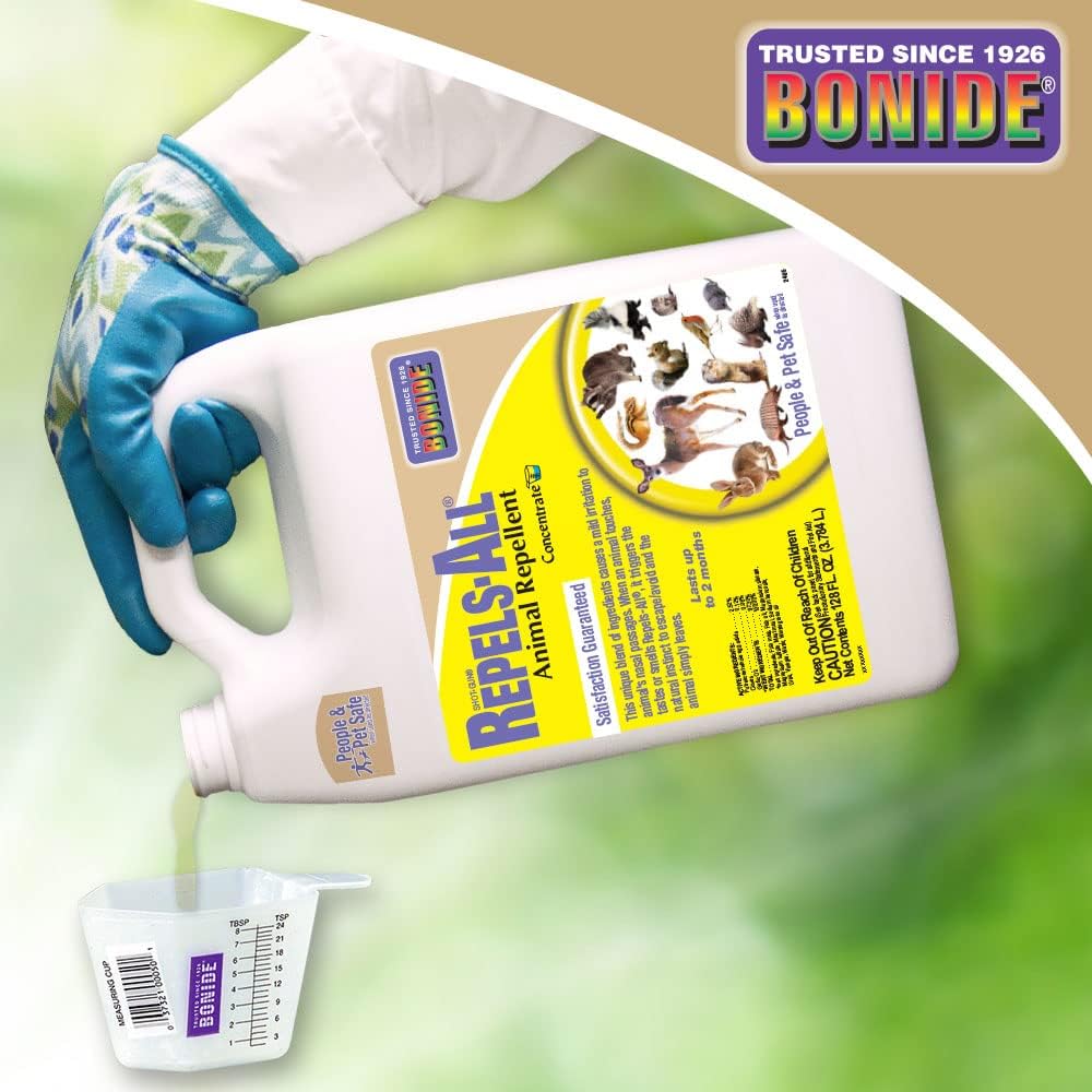 Bonide Repels-All Animal Repellent, 128 oz Concentrate | Outdoor Pest Control, Deter Deer from Garden, People & Pet Safe