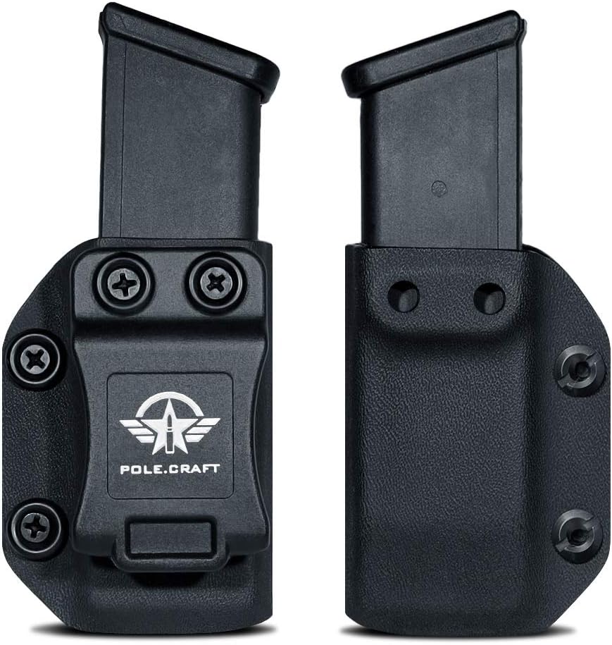 POLE.CRAFT IWB/OWB Magazine Holster Kydex - Mag Carrier Fits: 9mm .40 Double Stack / 9mm .40 Single Stack - P365 1911 Glock 19 19X 17 26 27 28 43 22