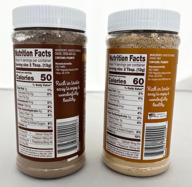 PB2 Powdered Peanut Butter Bundle, Keto Diet, Gluten Free, Mix in Protein Shakes & Smoothies, Low Carb, Original Peanut Butter & Peanut Butter Cocoa Flavors (2 Jars - 6.5 Oz Each)