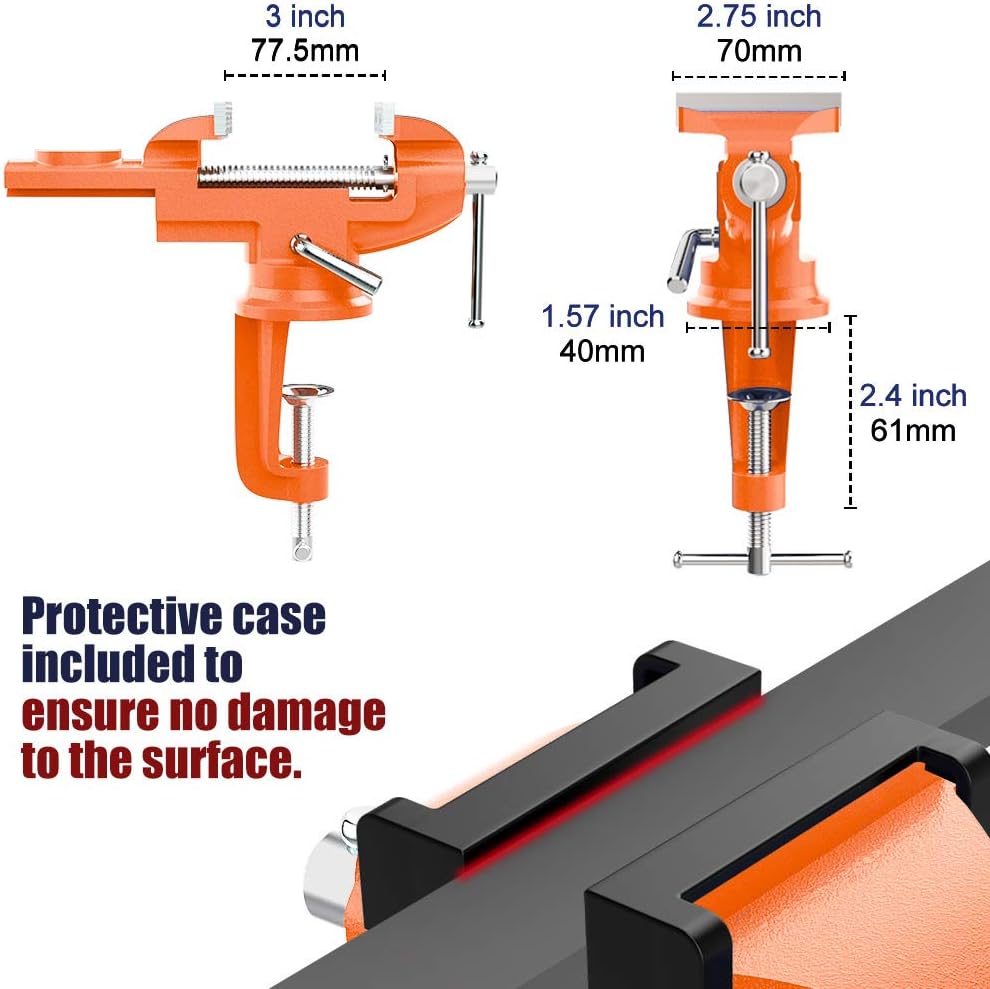 Nuovoware Table Vise 3 Inch, Universal Vise Bench Clamp, Blue