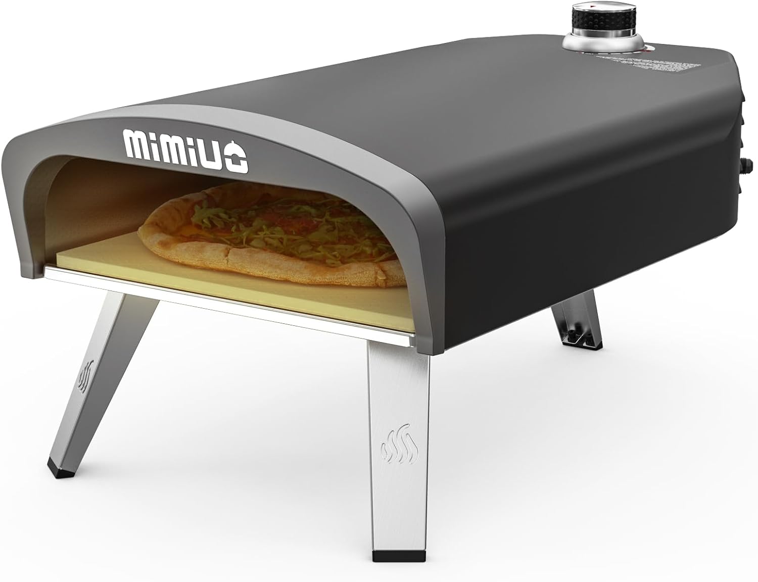 Mimiuo 12" Gas Pizza Oven Outdoor 33Lbs – 60S Bake, w/Stone, Peel & Cover