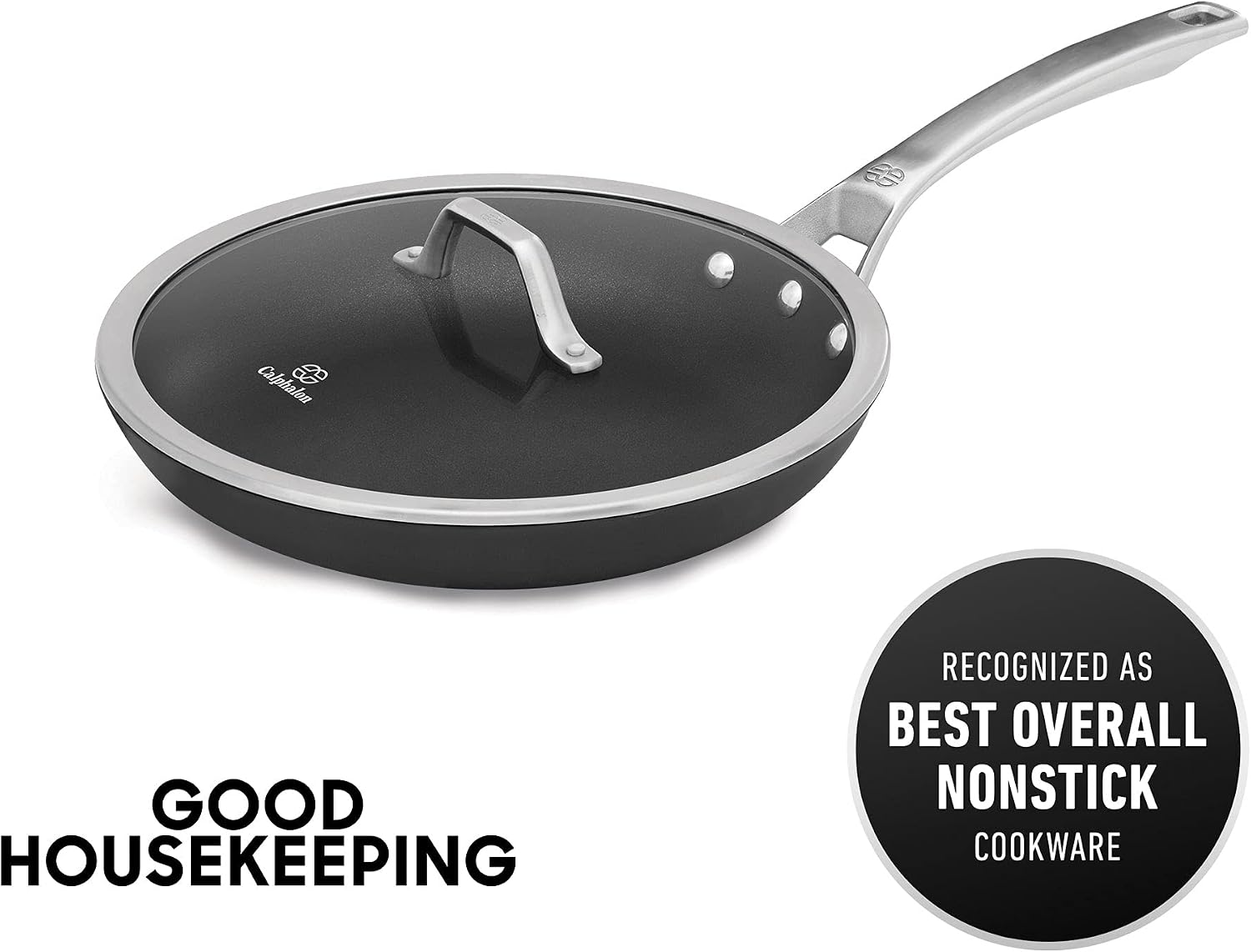 Calphalon Signature Hard-Anodized Nonstick Wok, 12", Flat-Bottom, Oven-Safe, PFOA-Free, Black