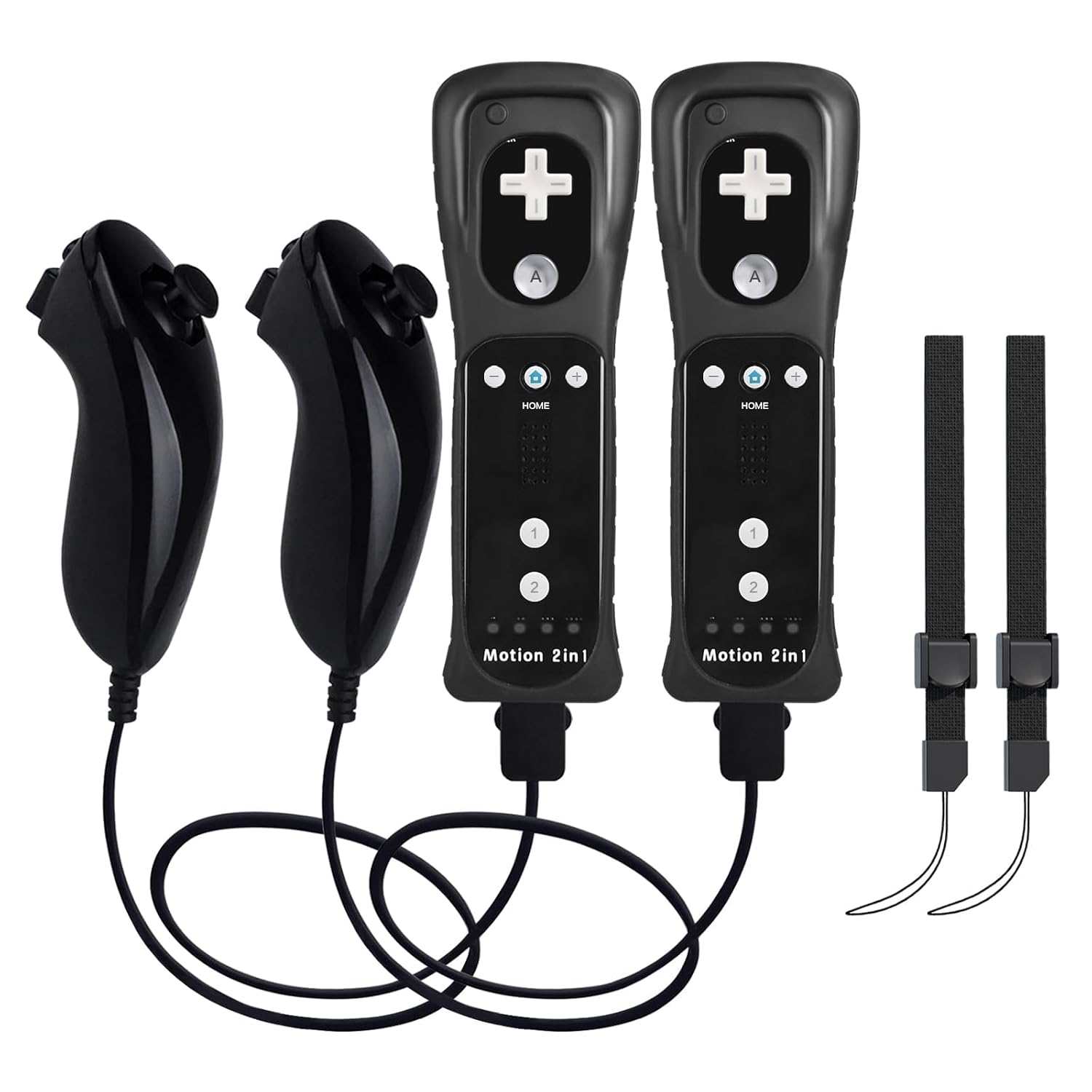 TechKen 2 Pack Wii Controllers with Wii Motion Plus Inside | Shock Wii Nunchuk Controller | Compatible Nintendo Wii, Motion Plus Wii Controller