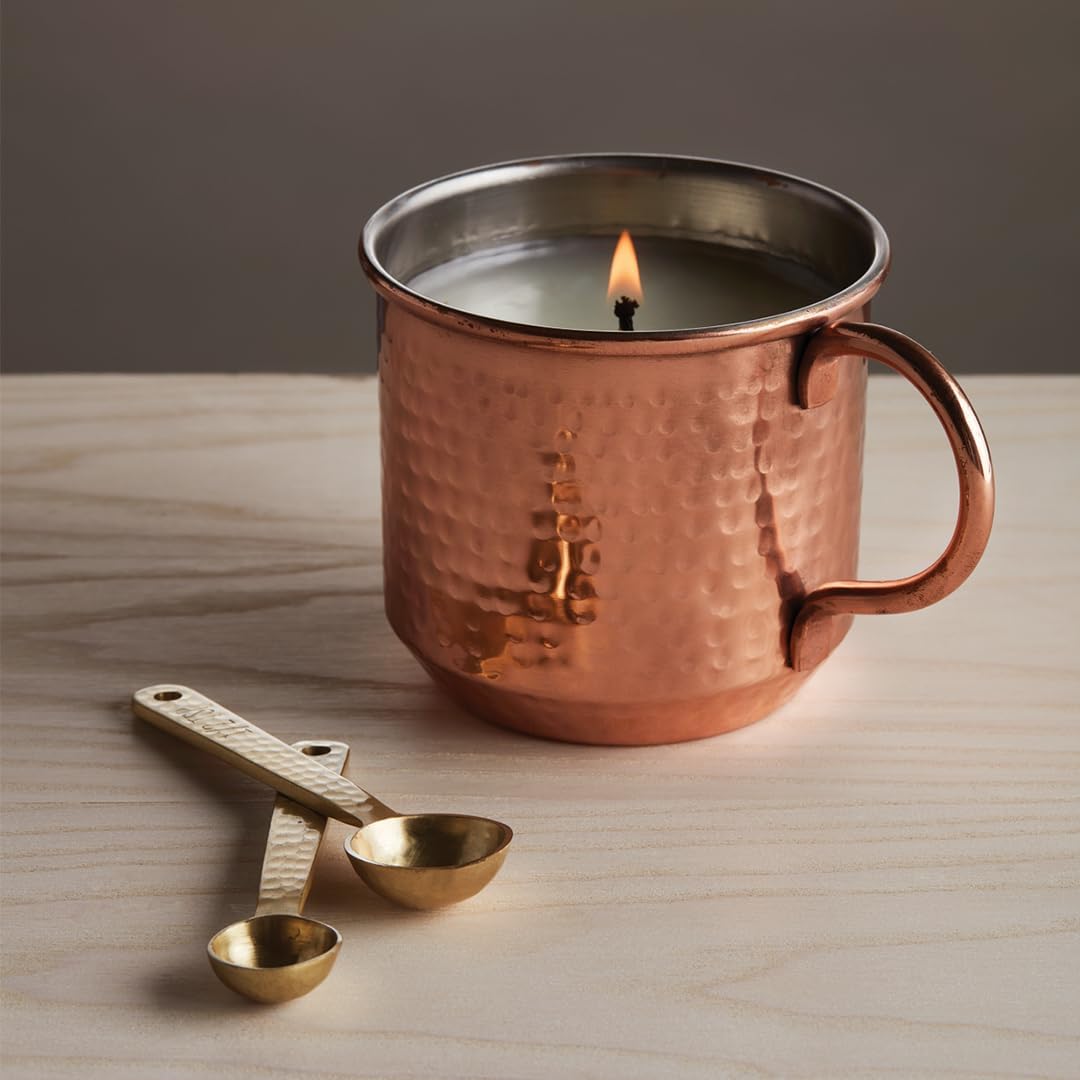 Thymes Simmered Cider Copper Candle - Warm & Spicy Apple Scented Candles for Home - Notes of Apple, Clove, and Cardamom - Luxury Gifts for Women - Fall Decor - 3 Wick (Copper Pot, 18 oz)
