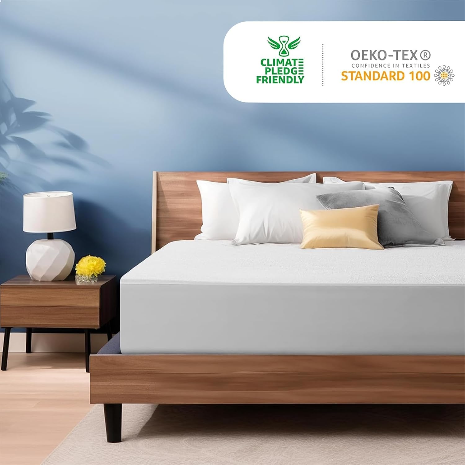 TASTELIFE Queen Waterproof Mattress Protector, Microfiber, 60x80 Inches | 8"-21" Deep Pocket Smooth Fitted Cover, Soft Breathable & Noiseless, Vinyl-Free Machine Washable
