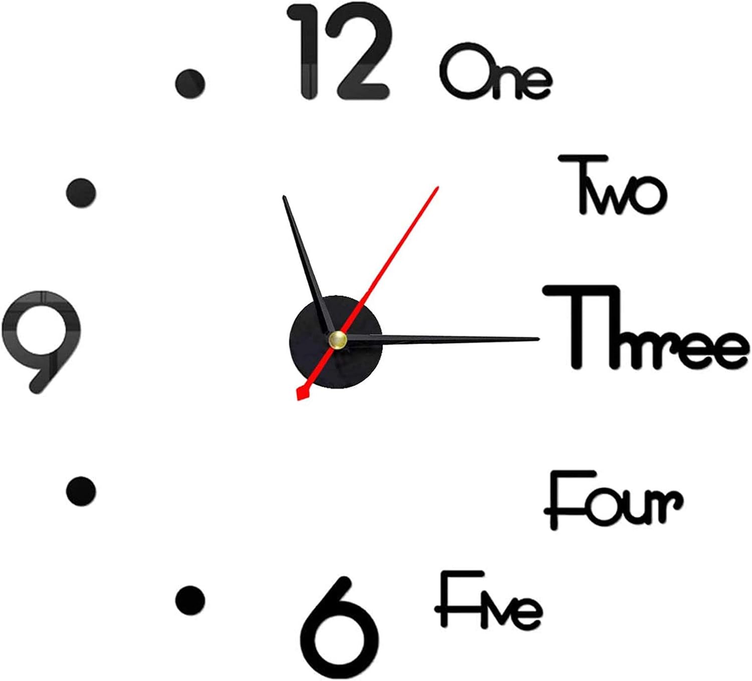 10-20 Inch DIY Wall Clock 3D Frameless Silent Non Ticking