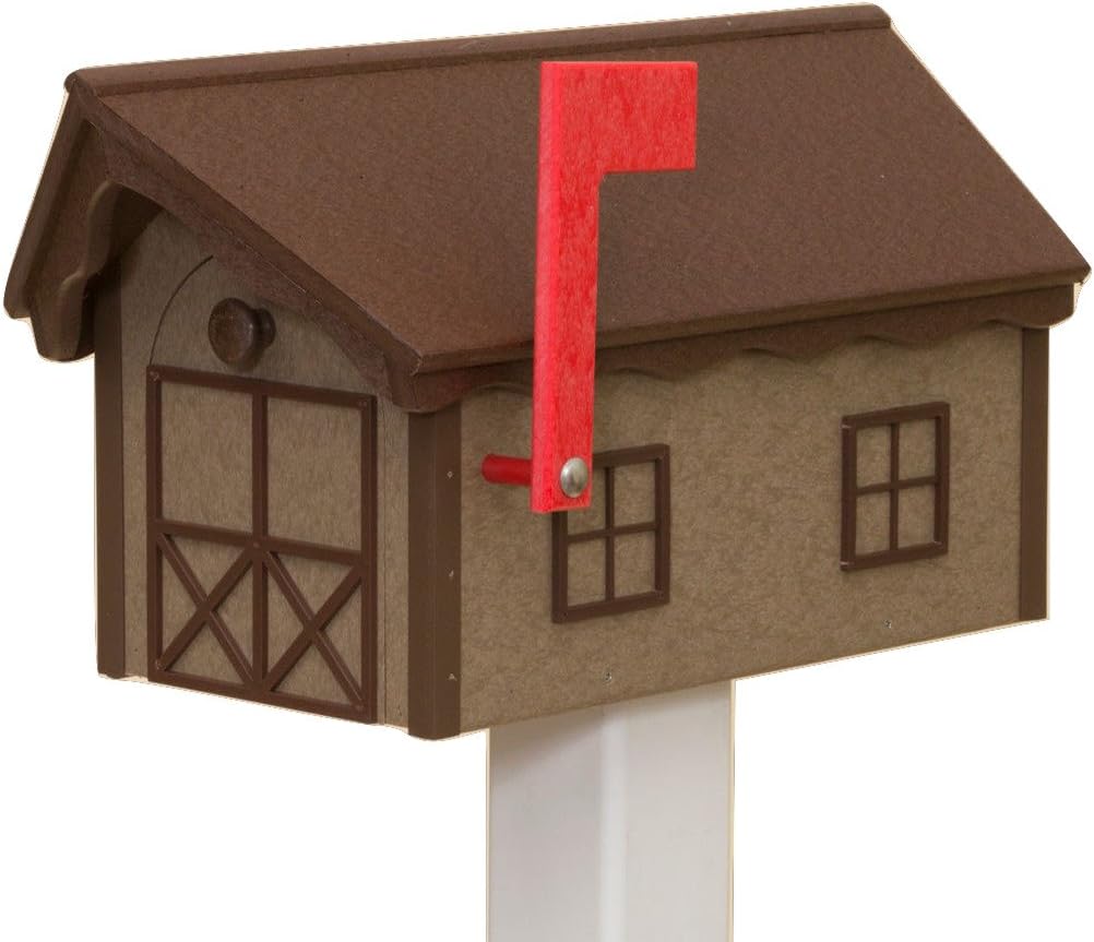 Recycled Poly Plastic Barn Mailbox USA Handmade (Weatherwood)