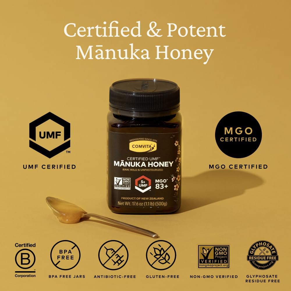 Comvita Manuka Honey UMF 5+ (MGO 83+) Pure, Unpasteurized - 1Kg (32.5 Oz) | Raw Manuka Honey New Zealand, Superfood for Immune Health, Use in Tea, Wild, Monofloral, Non-GMO