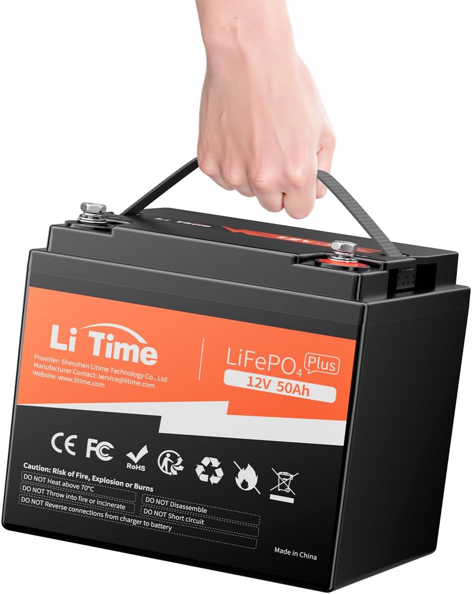 Litime 12V 50Ah LiFePO4 Trolling Motor Battery for Marine RV Solar Camper