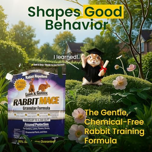 Nature's MACE Rabbit Mace Rabbit Repellent 3 lb Granules | Gardens, Lawns, Farms & Landscapes, Treats 1,350 sq ft, Granular Deterrent, All-Season Use, Safe for Pets, Children, Plants.