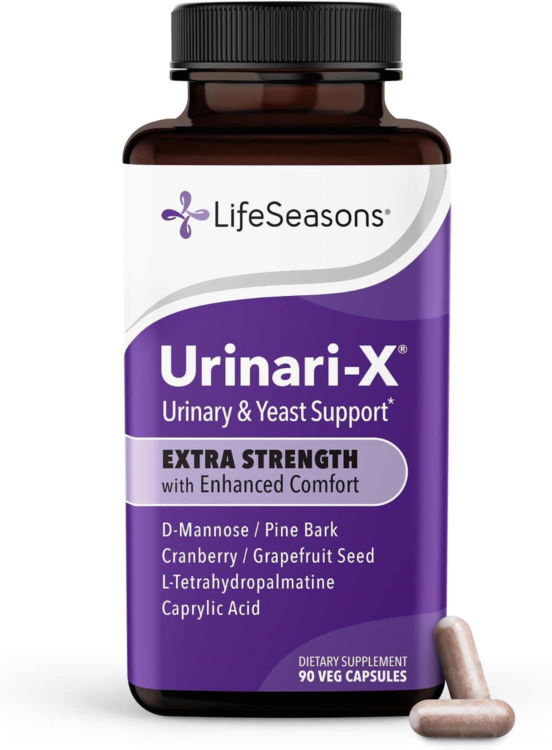 Urinari-X - Urinary Tract Support - Fast Acting UTI Relief - Vitamin Supplement for Healthy Bladder Function & Immunity - D-Mannose, Cranberry, Caprylic Acid, Uva Ursi & Grapefruit - 90 Capsules