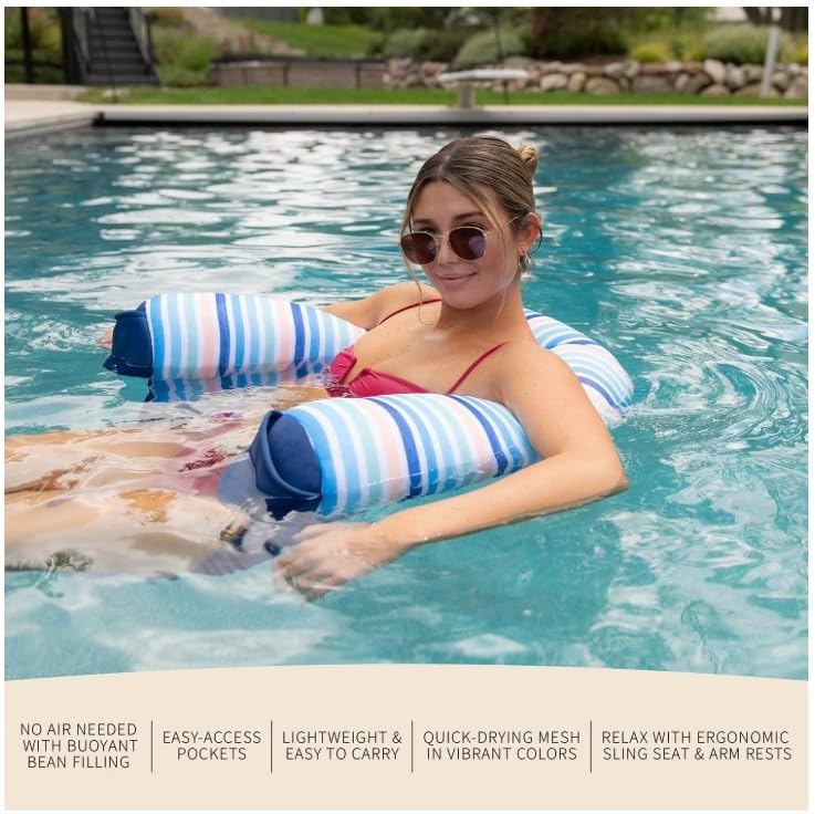 Big Joe Paradise Pink Cozumel Stripe with Aqua seat Noodle Sling, One Size