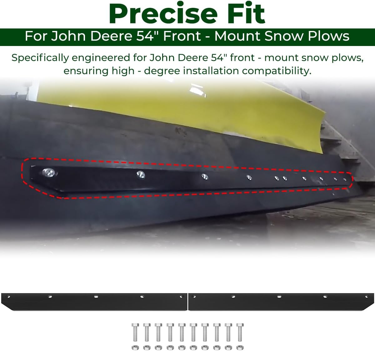 1/2" Poly Cutting Edge Scraper Bar For John Deere 54" Blade M75679 | Fits For John Deere 54" Front Mount Snow Blade Replaces M75679 Two-Part