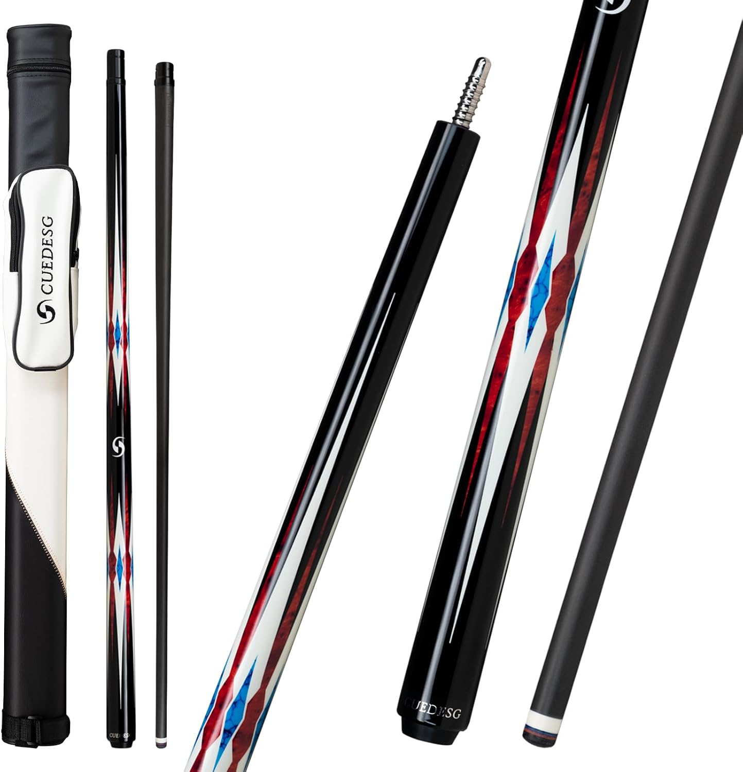 Carbon Fiber Pool Cue Stick 10.5mm/11.8mm/12.5mm,Low Deflection Pool Stick,Professional Cue Stick with Case