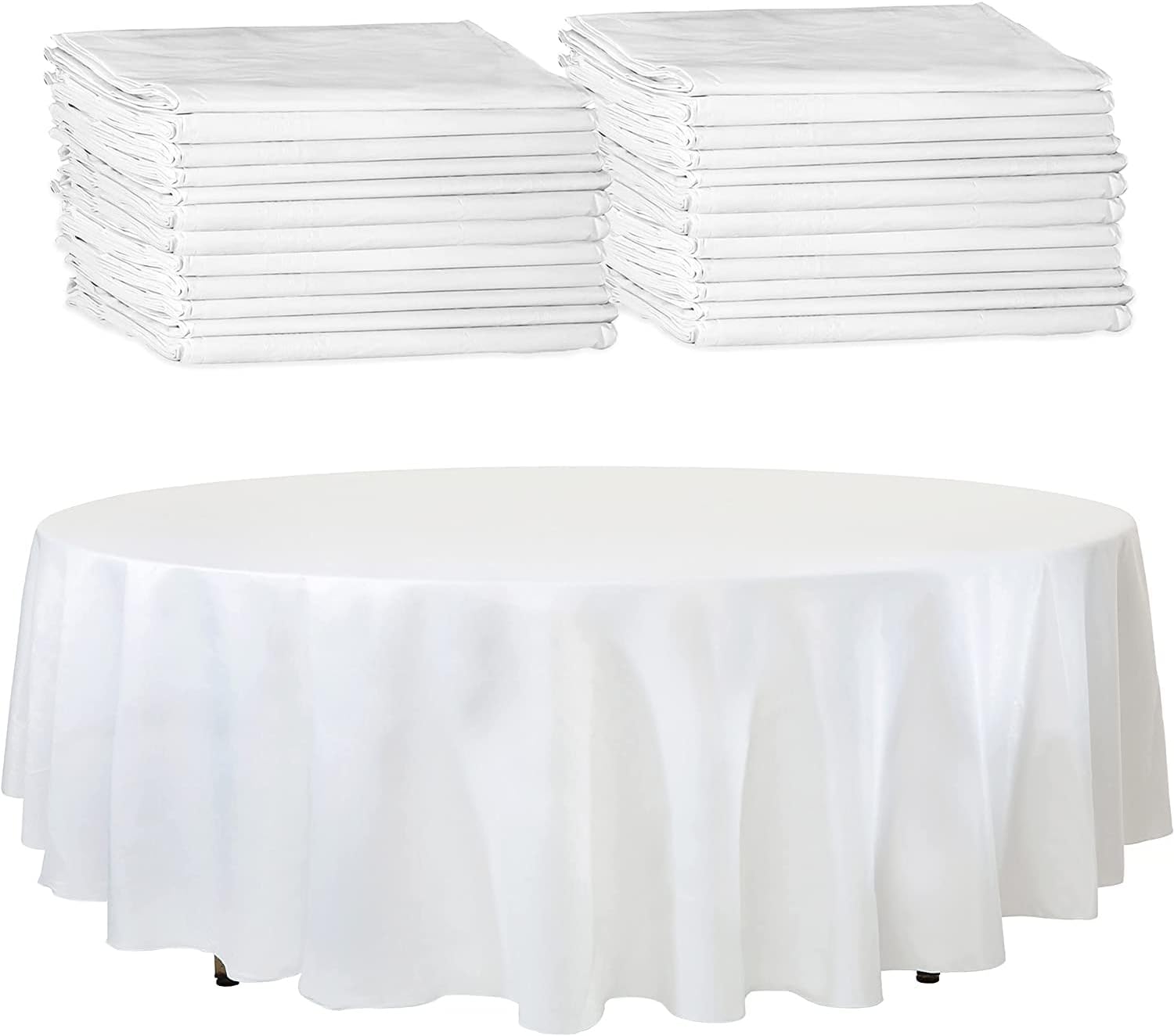 Upper Midland Products White Paper Table Cloths for Round Tables - 82” Octyround Paper Tablecloths with Plastic Backing Round Paper Table Cover