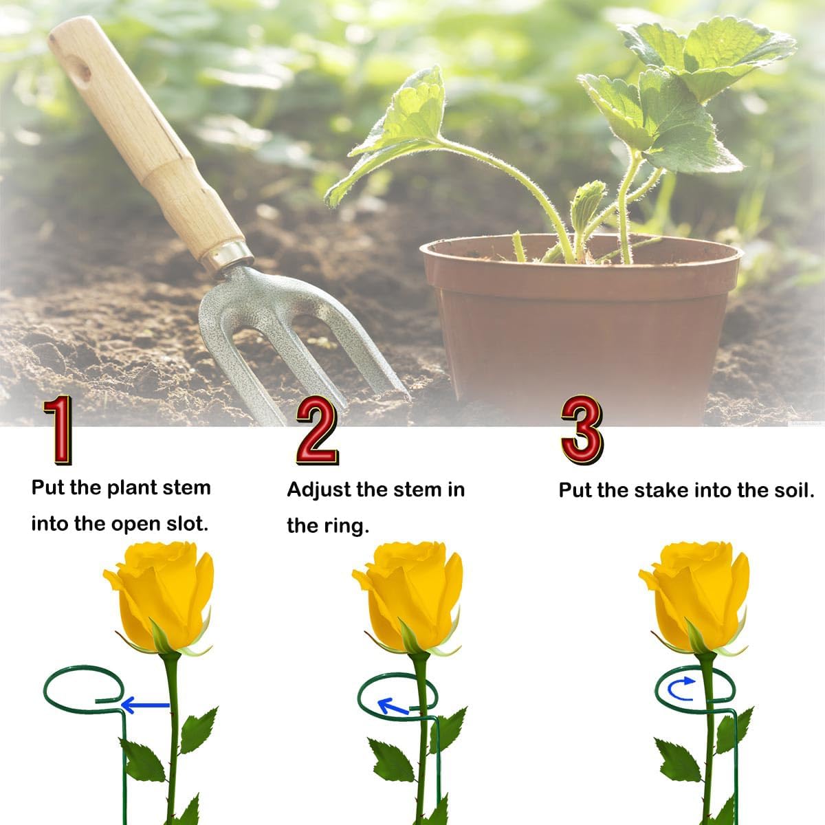 10 Pieces 24 inch Green Single Stem Plant Stakes Flower Support Rings,Gardening Planter Cages for Single Stem Flowers, Amaryllis, Peony, Lily,Narcissus
