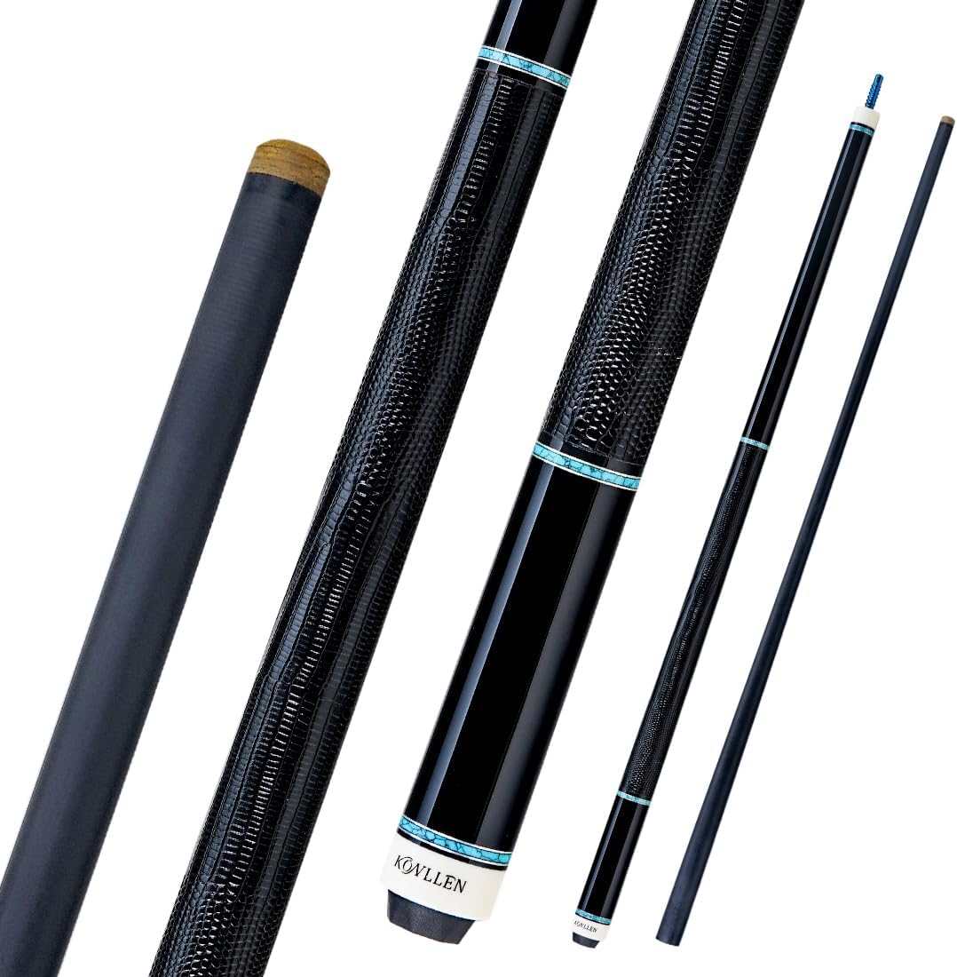 KONLLEN Carbon Fiber Pool Cue Stick 58-inch Professional Pool Sticks for Adults Full Carbon Technology Low Deflection Pool Cue Billiard Cues with 12.5mm Tip (Easy to Control, Pro Taper, Ultra-Smooth)