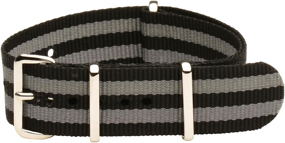 Clockwork Synergy® Classic Nylon Ballistic watch straps bands (24mm, Black/Grey)
