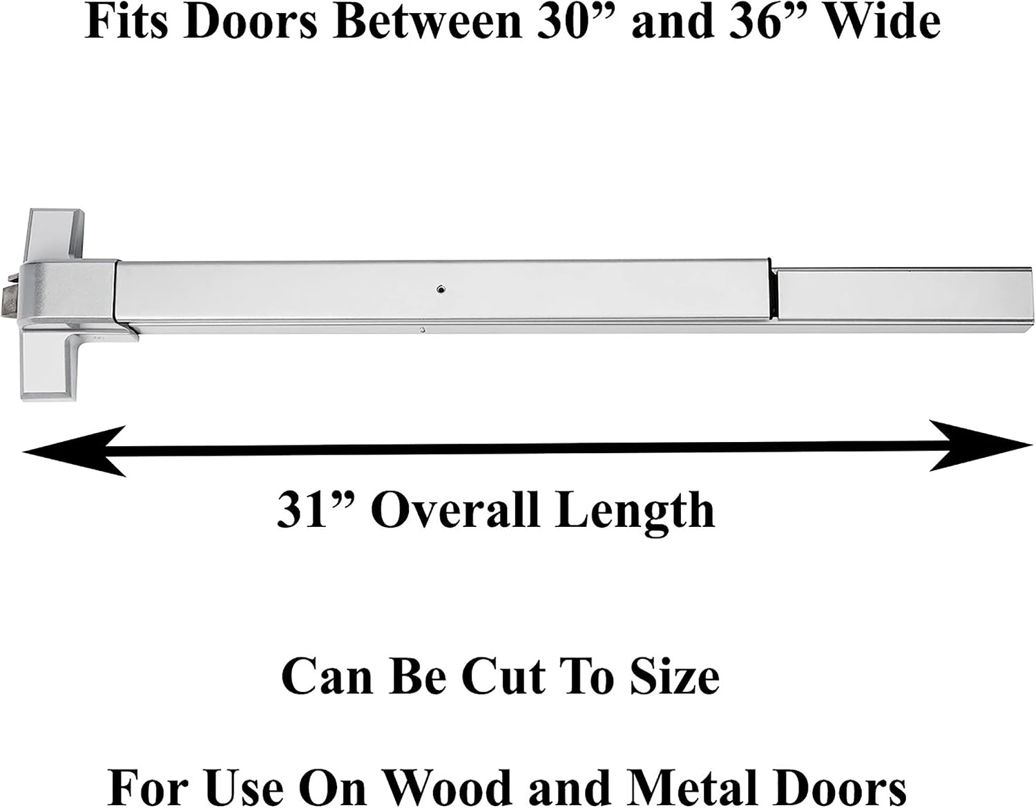 Dynasty Hardware Push Bar Panic Exit Device for Emergency Exit Doors, Aluminum Finish Commercial Panic Bar Door Handle, Push Bar for Exit Door